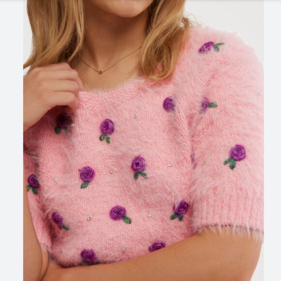 new FREE PEOPLE Winter Blooms Pullover / Pink Quartz Combo 252 - Picture 5 of 11